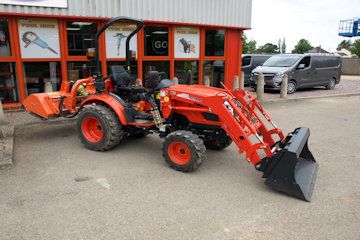 Kioti CK3310 Compact Tractor can come with front loader for an extra cost
We have several attachments to fit this machine at an extra cost